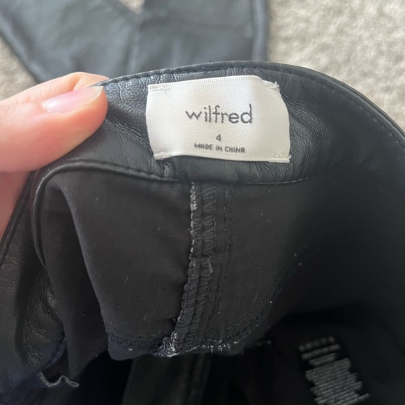 Wilfred Melina High Waisted Straight Leg Black Vegan Leather Pants Women Size 4 - Picture 9 of 14